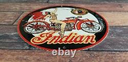 Vintage Indian Motorcycle Porcelain Service Station Gas American Bike Sign