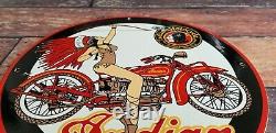 Vintage Indian Motorcycle Porcelain Service Station Gas American Bike Sign