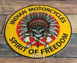 Vintage Indian Motorcycle Porcelain Service Station Gas Oil American Bike Sign