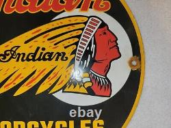 Vintage Indian Motorcycle Porcelain Sign Gas Oil Chief Harley Davidson (NICE)