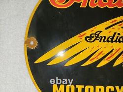 Vintage Indian Motorcycle Porcelain Sign Gas Oil Chief Harley Davidson (NICE)