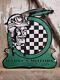 Vintage Indian Motorcycle Porcelain Sign Harrys Motors Veribrite Gas Oil Denver