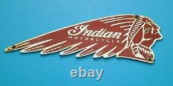 Vintage Indian Motorcycles Porcelain Gas Biker Chief Service Station Pump Sign