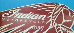 Vintage Indian Motorcycles Porcelain Gas Biker Chief Service Station Pump Sign