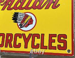 Vintage Indian Motorcycles Porcelain Sign Dealership Motor Bike Harley Gas Oil