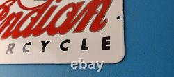 Vintage Indian Motorcycles Sign Gas Pump Service Station Dealer Porcelain Sign