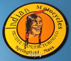 Vintage Indian Motorcycles Sign Hendee Sales Parts Service Porcelain Gas Sign
