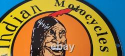 Vintage Indian Motorcycles Sign Hendee Sales Parts Service Porcelain Gas Sign