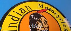 Vintage Indian Motorcycles Sign Hendee Sales Parts Service Porcelain Gas Sign