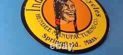 Vintage Indian Motorcycles Sign Hendee Sales Parts Service Porcelain Gas Sign