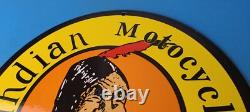 Vintage Indian Motorcycles Sign Hendee Sales Parts Service Porcelain Gas Sign
