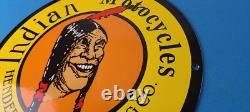 Vintage Indian Motorcycles Sign Hendee Sales Parts Service Porcelain Gas Sign