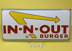 Vintage Innout Burger Porcelain Sign, Pump Plate, Oil, Grocery Store, Mcdonalds