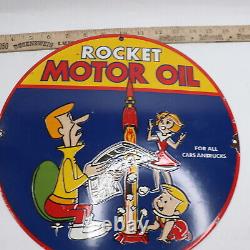 Vintage Inspired Dated 1962 Rocket Motor Oil Jetsons Metal Sign 12