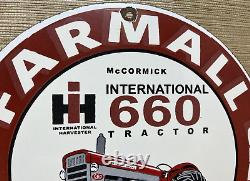 Vintage International Harvester Porcelain Dealer Sign Gasoline Gas Oil Tractor