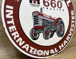 Vintage International Harvester Porcelain Dealer Sign Gasoline Gas Oil Tractor