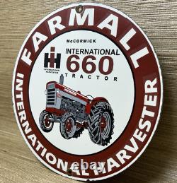 Vintage International Harvester Porcelain Dealer Sign Gasoline Gas Oil Tractor