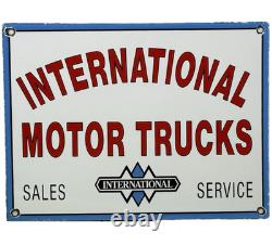 Vintage International Harvester Porcelain Dealership Sign Gas Sales Service Oil