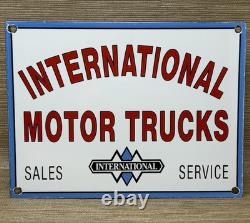 Vintage International Harvester Porcelain Dealership Sign Gas Sales Service Oil