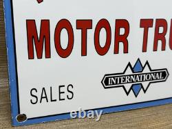 Vintage International Harvester Porcelain Dealership Sign Gas Sales Service Oil