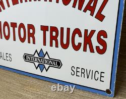 Vintage International Harvester Porcelain Dealership Sign Gas Sales Service Oil