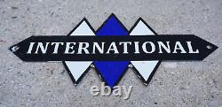 Vintage International Trucks Porcelain Sign Gas Oil Service Station Pump Ad Rare