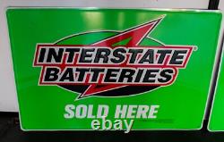 Vintage Interstate Batteries 24 x 36 Embossed Sign Set Advertising Sold Here