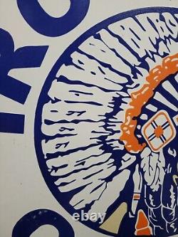 Vintage Iroquois Chief Porcelain Sign 30 Gasoline Dealer Rare Motor Oil Service
