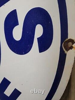 Vintage Iroquois Chief Porcelain Sign 30 Gasoline Dealer Rare Motor Oil Service