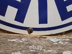 Vintage Iroquois Chief Porcelain Sign 30 Gasoline Dealer Rare Motor Oil Service