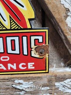 Vintage Iroquois Porcelain Sign Auto Insurance Chief Door Plaque Advertising