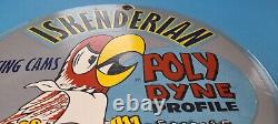 Vintage Iskenderian Porcelain Poly Dyne Racing Cams Gas Service Pump 12 Sign