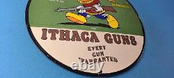 Vintage Ithaca Guns Sign Mickey Mouse Sign Firearm Porcelain Gas Pump Sign