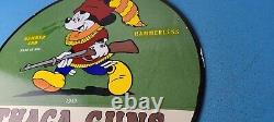 Vintage Ithaca Guns Sign Mickey Mouse Sign Firearm Porcelain Gas Pump Sign