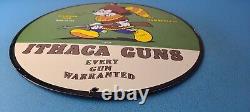 Vintage Ithaca Guns Sign Mickey Mouse Sign Firearm Porcelain Gas Pump Sign