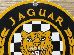 Vintage Jaguar Porcelain Dealership Sign Sales Service Motor Oil Gas Station