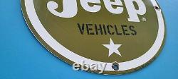 Vintage Jeep Porcelain Army 4 Wheel Truck Service Gas Vehicles Sales Dealer Sign