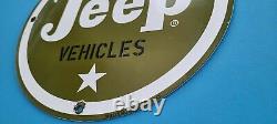 Vintage Jeep Porcelain Army 4 Wheel Truck Service Gas Vehicles Sales Dealer Sign