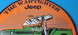 Vintage Jeep Porcelain Service Gas Pump Plate Military Sales Dealership Sign