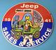Vintage Jeep Porcelain Sign Garage Shop Gas Service Station Pump Plate Sign