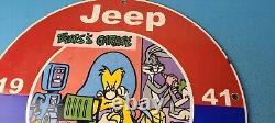 Vintage Jeep Porcelain Sign Garage Shop Gas Service Station Pump Plate Sign