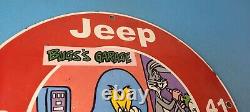 Vintage Jeep Porcelain Sign Garage Shop Gas Service Station Pump Plate Sign