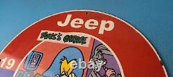 Vintage Jeep Porcelain Sign Garage Shop Gas Service Station Pump Plate Sign