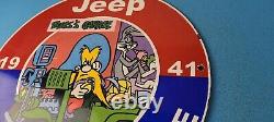 Vintage Jeep Porcelain Sign Garage Shop Gas Service Station Pump Plate Sign