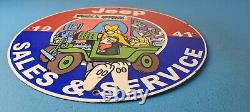 Vintage Jeep Porcelain Sign Garage Shop Gas Service Station Pump Plate Sign