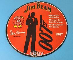 Vintage Jim Beam Sign Adult Beverage 007 Bond Liquor Porcelain Gas Sign