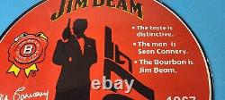 Vintage Jim Beam Sign Adult Beverage 007 Bond Liquor Porcelain Gas Sign