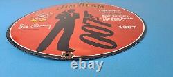 Vintage Jim Beam Sign Adult Beverage 007 Bond Liquor Porcelain Gas Sign