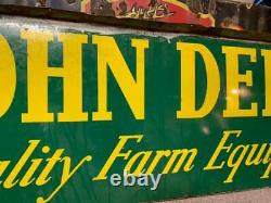 Vintage John Deere FARM Equipment Tractors Sign GAS OIL SEED FEED 72 x 23