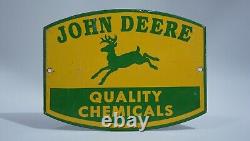 Vintage John Deere Porcelain Metal Sign Rare Dealer Tractor Sales Farm Corn Ad